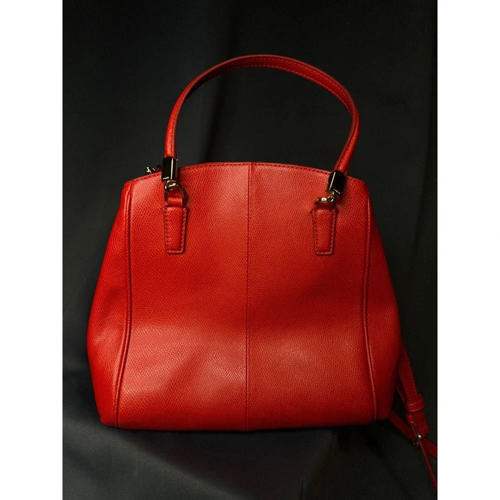 Coach Red Crossgrain Leather Satchel Crossbody Bag Gold Hardware F34607